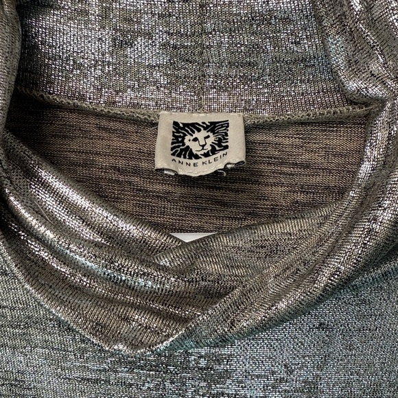 Anne Klein Metallic Silver Cowl Neck Top XL or 1X - Picture 2 of 7